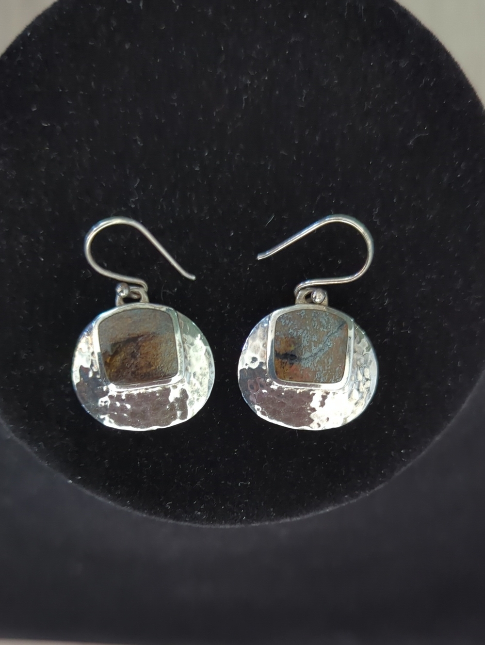 Silpada Hammered Sterling Bronzite Dangle Earrings